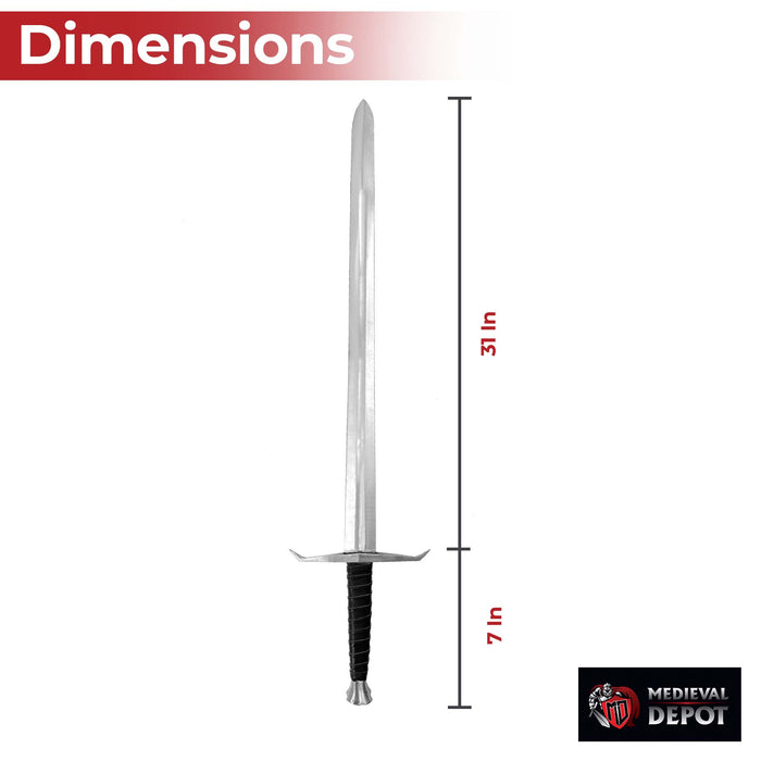 Hellion Rising 1095 High Carbon Medieval Sword with Black Leather Wrap Handle