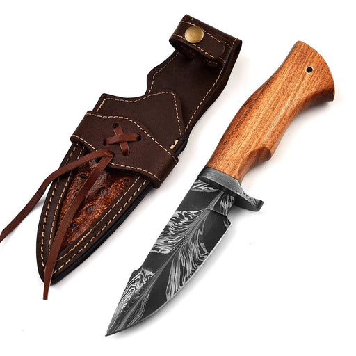 Rose Thorn Dense Twist Damascus Hunting Knife 
