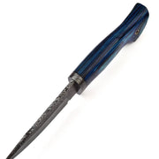 Cerulean Blaze Feather Damascus Hunting Knife 
