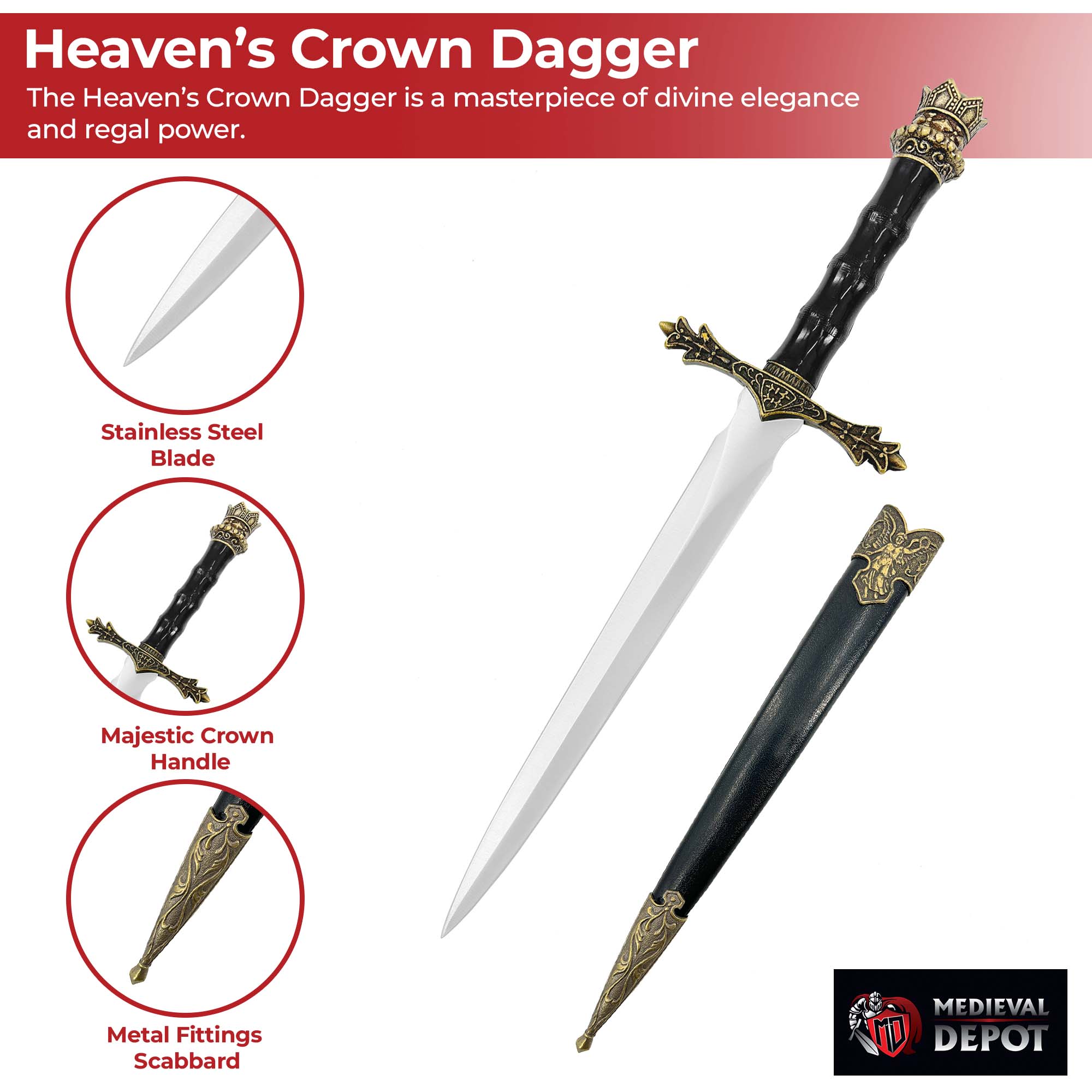 Heaven's Crown Decorative Fantasy Dagger - Medieval Depot