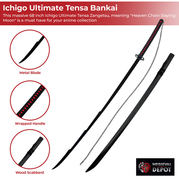 Ichigo Ultimate Majestic Tensa Zangetsu Bankai - 68 Inches Overall