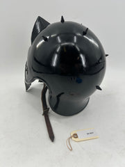 Roman Gladiator Helmet – Black 18 Gauge Steel with Crested Crown and Face Guard