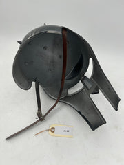 Roman Gladiator Helmet – Black 18 Gauge Steel with Crested Crown and Face Guard