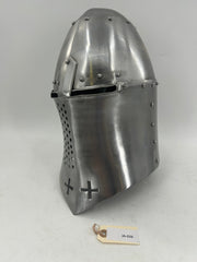 Spoleto-Style Visored Bascinet – 16 Gauge Steel with Templar Cross Cutouts 