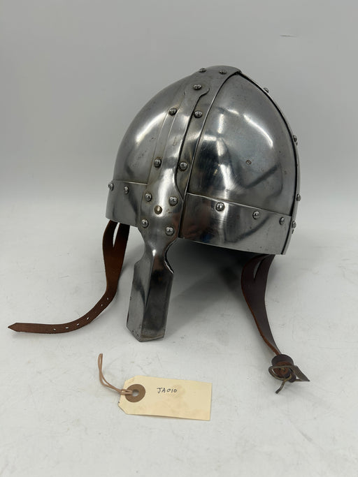 Viking Spangenhelm Nasal Helmet – 16 Gauge Carbon Steel with Leather Liner