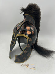 Achilles Trojan Helmet – 18 Gauge Steel with Distressed Bronze Finish and Black Plume