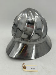 Burgundian Fluted Kettle Hat – 15th Century War Hat with Spiral Fluting and Cotton Liner