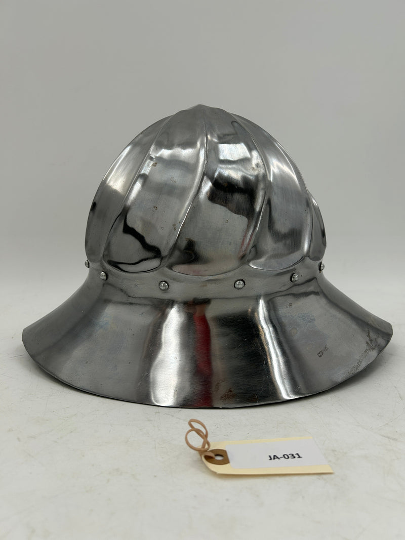 Burgundian Fluted Kettle Hat – 15th Century War Hat with Spiral Fluting and Cotton Liner