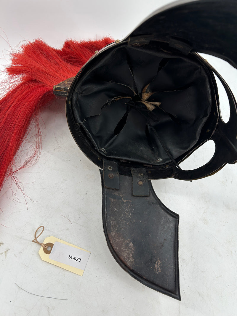 Trojan Style Crest Helmet – 18 Gauge Steel with Brass Accents and Red Plume