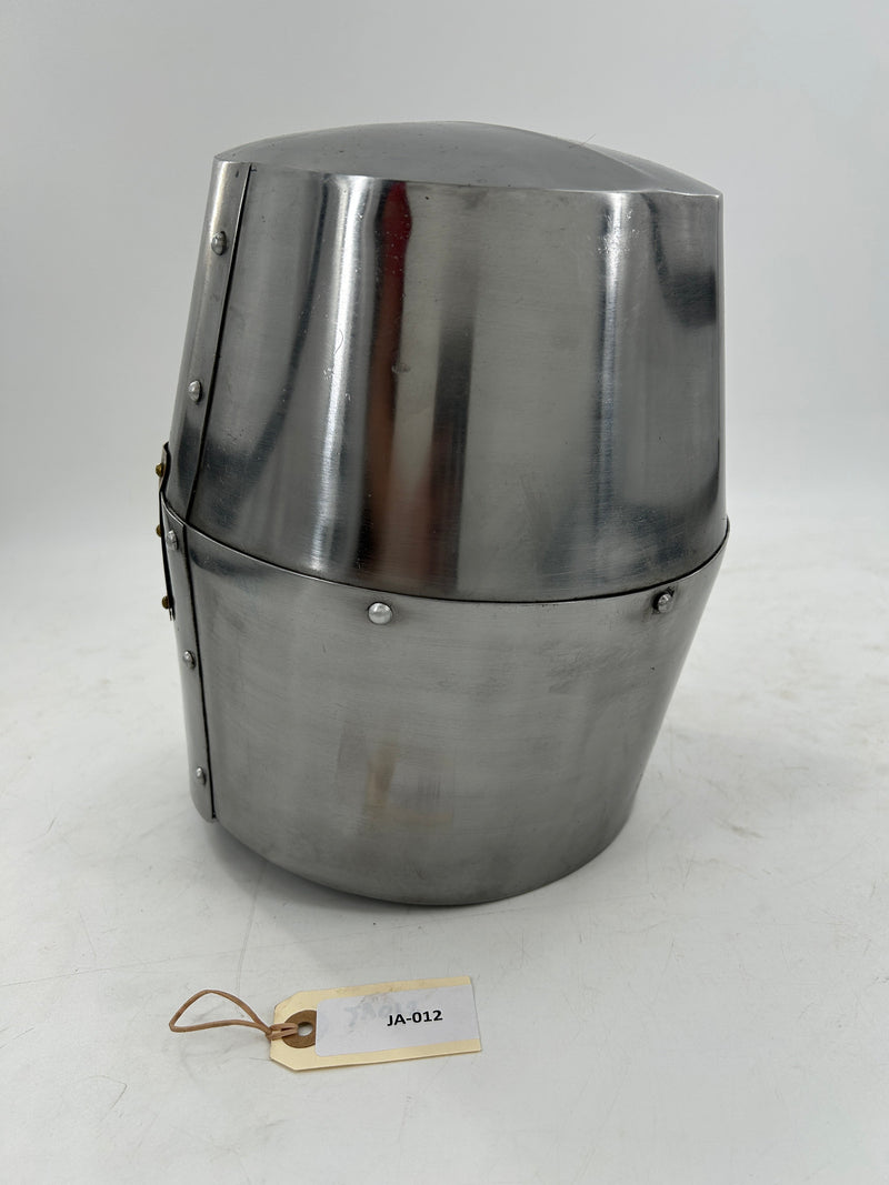 Crusader Great Helm – Templar Style Bucket Helmet with Brass Cross Faceplate
