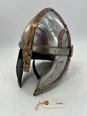 Anglo-Saxon Rider Helmet– 16 Gauge Carbon Steel with Brass Adornments and Horse Hair Plume