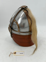 Anglo-Saxon Rider Helmet– 16 Gauge Carbon Steel with Brass Adornments and Horse Hair Plume