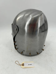 Sallet-Style Visored Helmet – 16 Gauge Steel with Raisable Visor and Brass Accents