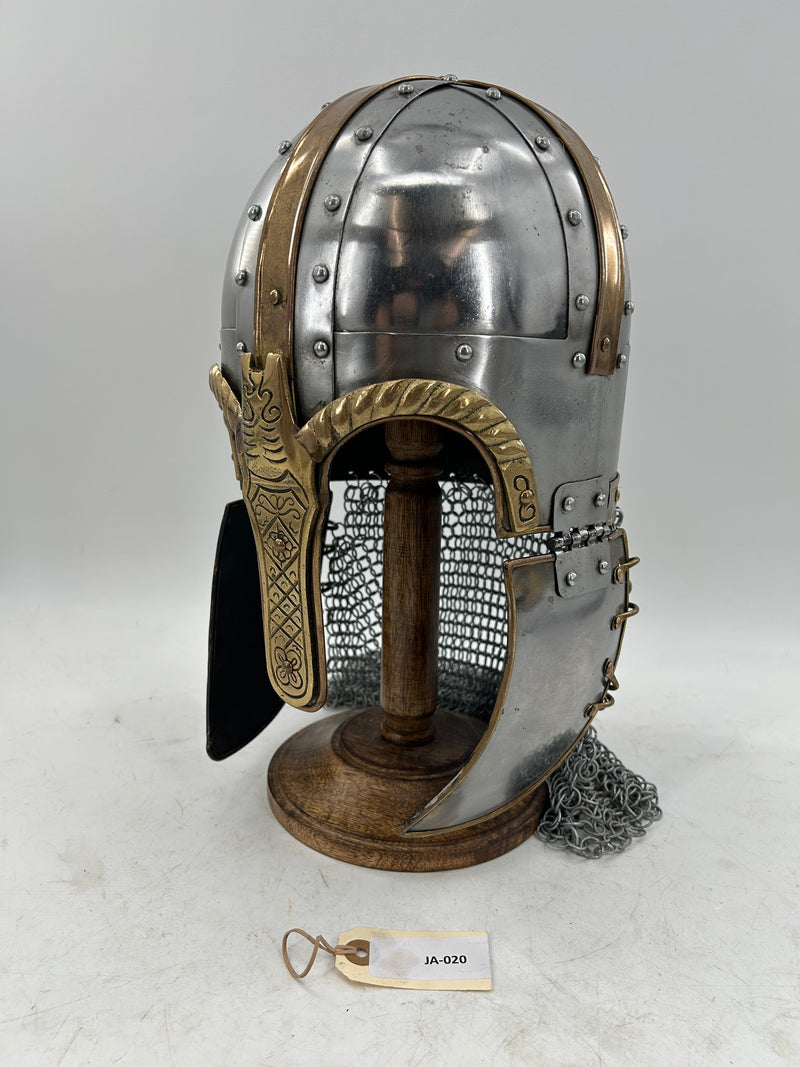 8th Century Coppergate Style Anglo-Saxon Crest Helmet – 16 Gauge Steel with Brass Ornaments