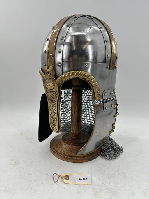 8th Century Coppergate Style Anglo-Saxon Crest Helmet – 16 Gauge Steel with Brass Ornaments