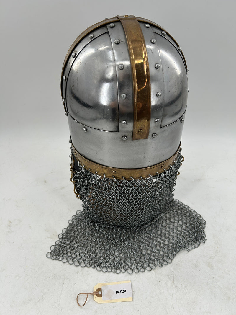 8th Century Coppergate Style Anglo-Saxon Crest Helmet – 16 Gauge Steel with Brass Ornaments