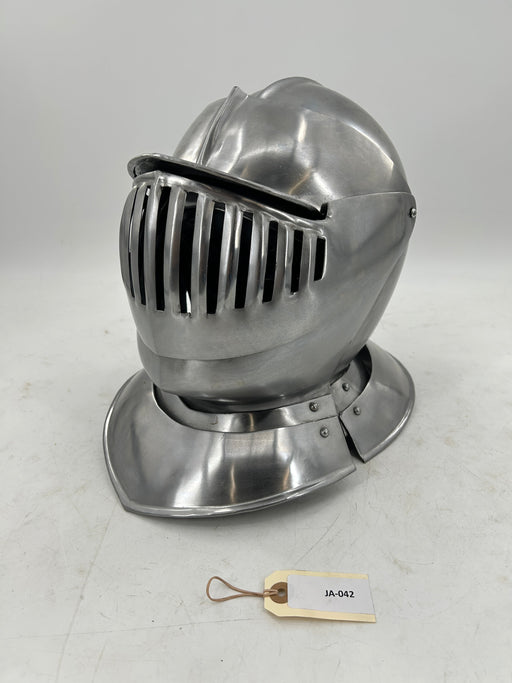 Late 16th Century Close Helmet – 16 Gauge Steel with Articulated Visor and Neck Guard
