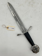 Templar-Style Dagger – Carbon Steel Blade with Octagonal Cross Pommel and Leather Scabbard