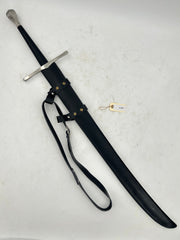 Ronin Katana Medieval Two-Handed Saber – Carbon Steel Blade with Leather Scabbard and Belt