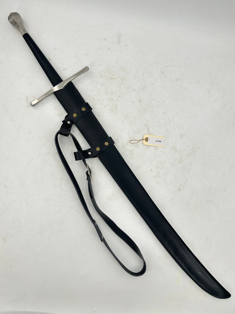 Ronin Katana Medieval Two-Handed Saber – Carbon Steel Blade with Leather Scabbard and Belt