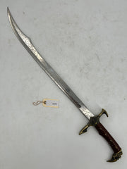 Fantasy Scimitar Medieval Pirate Sword – Antiqued Blade with Brass Guard and Claw Pommel