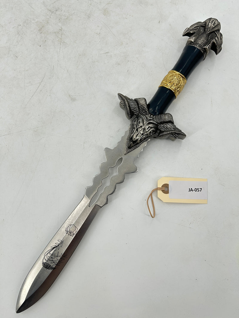 Fantasy Flamberge Dagger – Ram Skull Crossguard