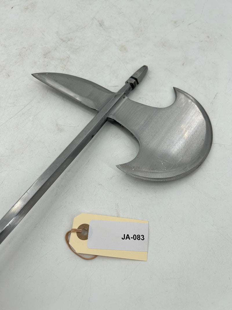 Gothic Horseman's Axe – Carbon Steel Head with Octagonal Steel Handle and Red Leather Grip
