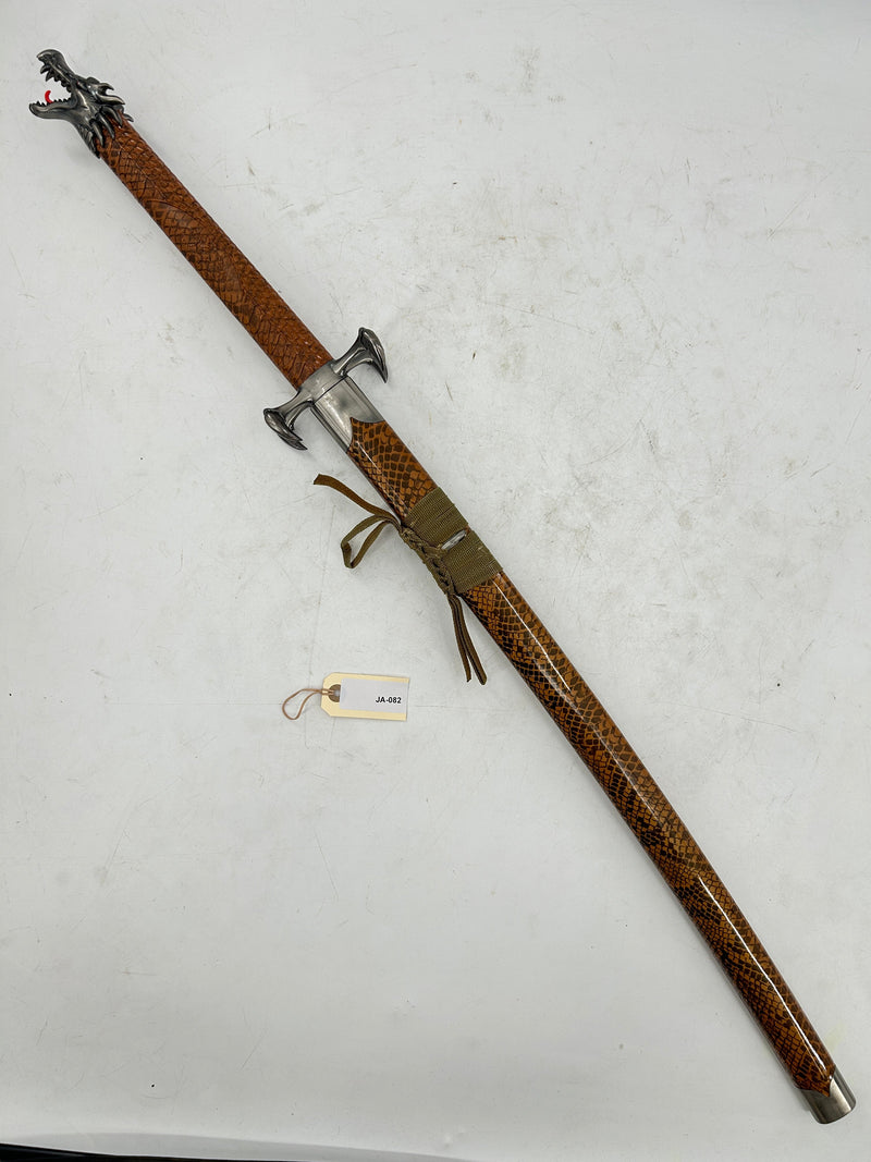 Dragon Katana – Patterned Blade with Dragon Pommel and Faux Snakeskin Scabbard