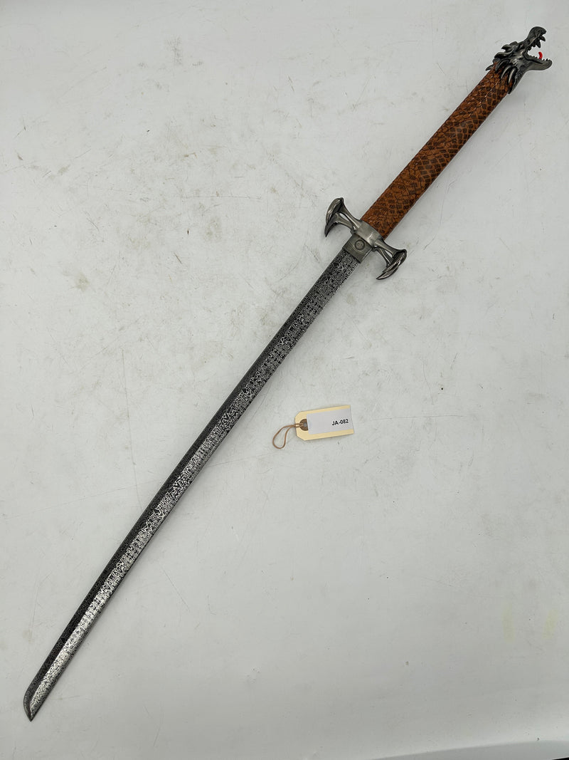 Dragon Katana – Patterned Blade with Dragon Pommel and Faux Snakeskin Scabbard