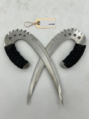 Crescent Slasher Knife Set – Curved Blades with Leather-Wrapped Handles