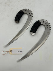 Crescent Slasher Knife Set – Curved Blades with Leather-Wrapped Handles