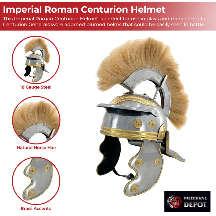 Imperial Roman Centurion Helmet with Blonde Plume