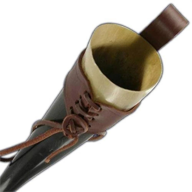 Medieval Buffalo Drinking Horn with Leather Frog