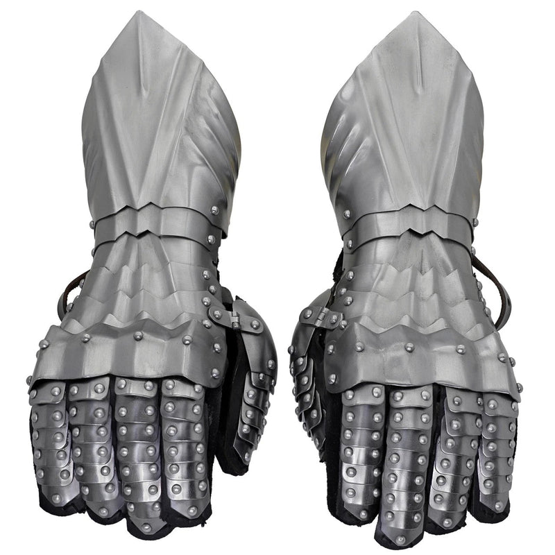 The Knight's Hand – Battle Ready Metal Gauntlet Armor with Suede Gloves