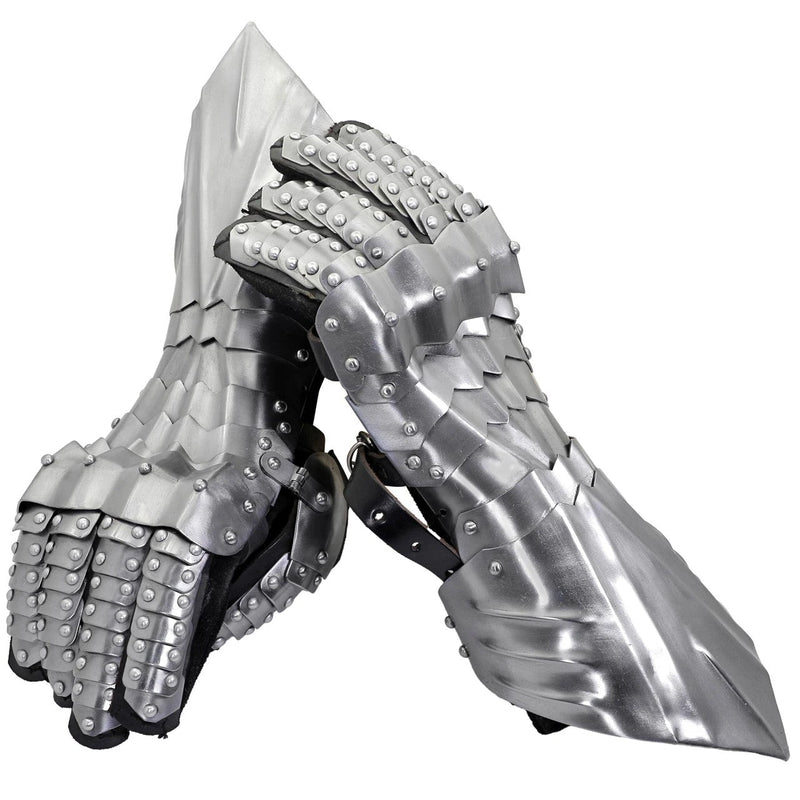 The Knight's Hand – Battle Ready Metal Gauntlet Armor with Suede Gloves