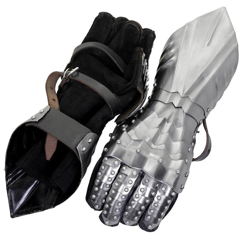 The Knight's Hand – Battle Ready Metal Gauntlet Armor with Suede Gloves