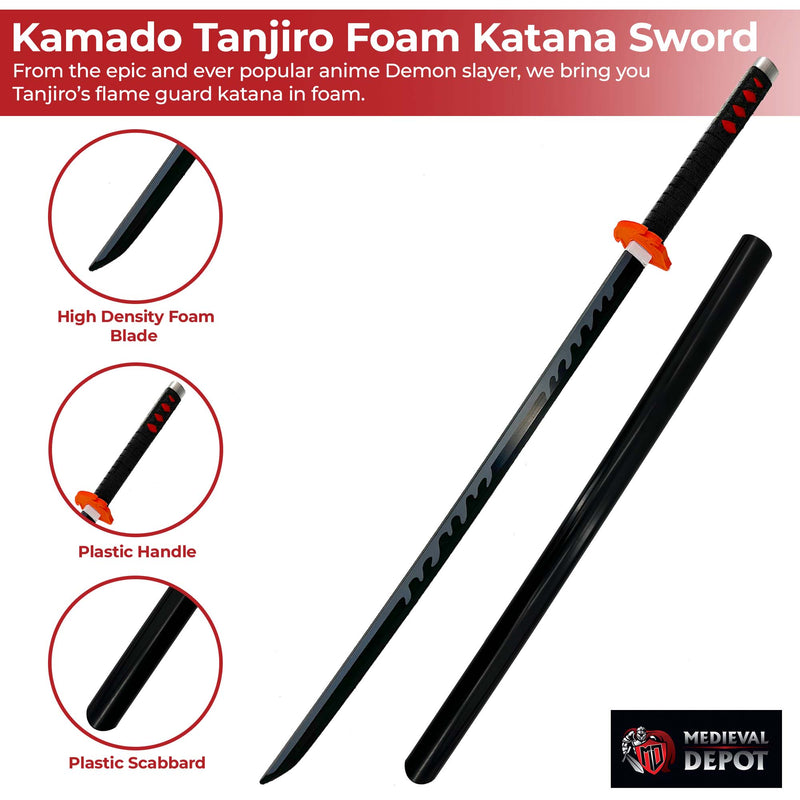 Tanjiro Kamado Flame Guard Demon Slayer Foam Katana Sword With Scabbard
