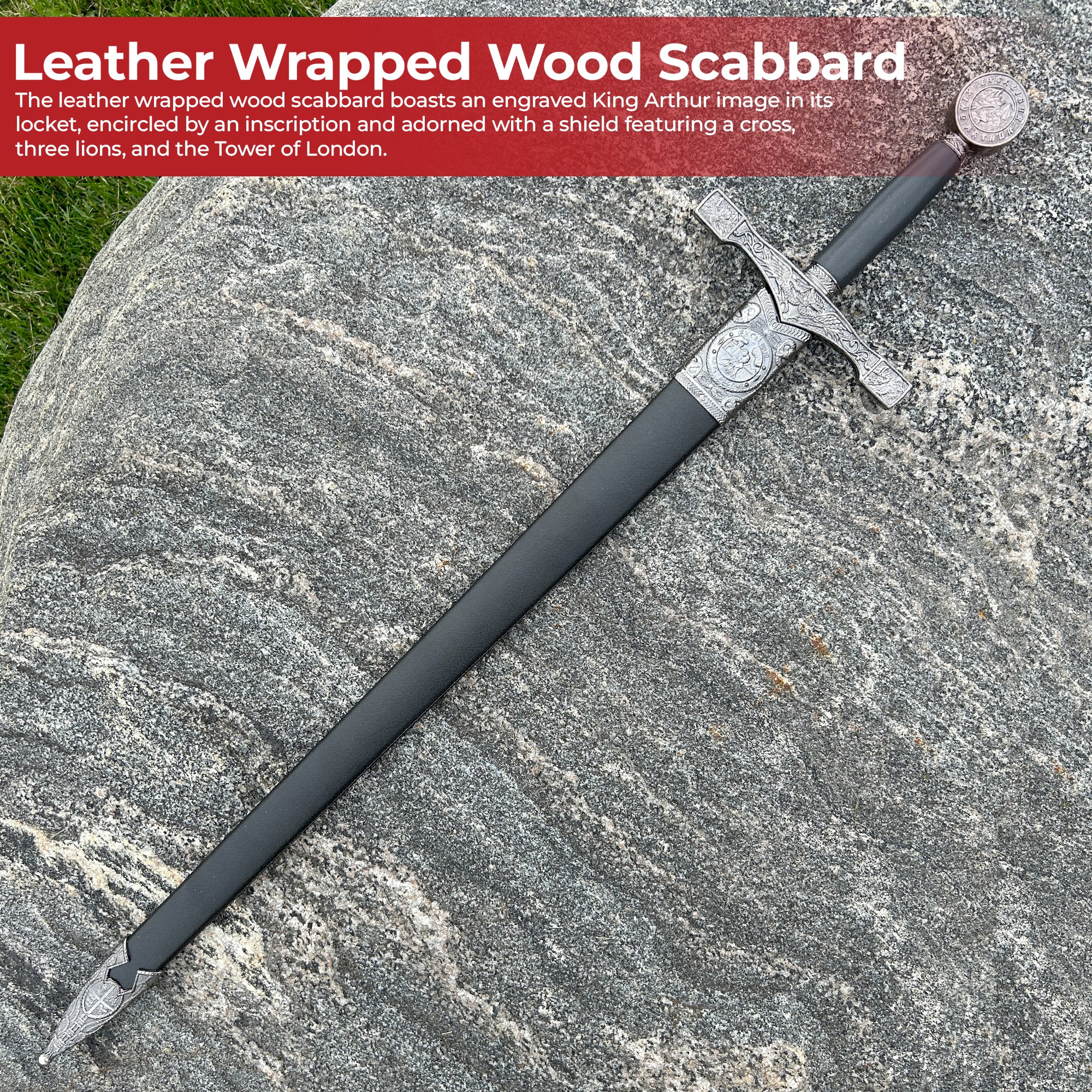 King Arthur Excalibur Replica Longsword - Silver — Medieval Depot