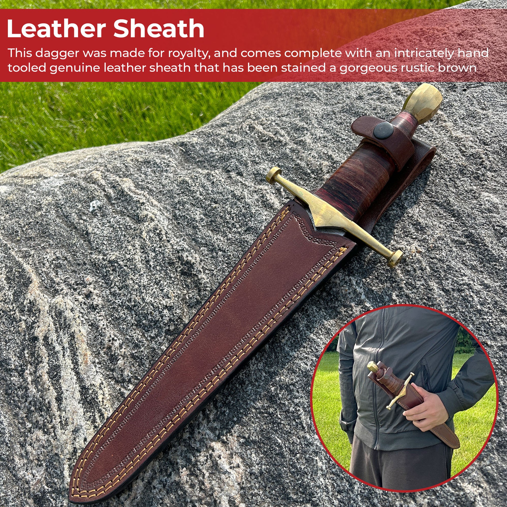 King of Thieves Full Tang Damascus Steel Arming Dagger Short Sword ...