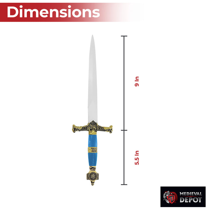 King Solomon Medieval Crusader Dagger Blue