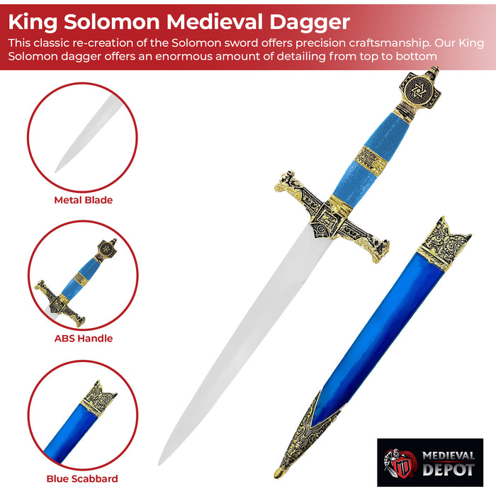 King Solomon Medieval Crusader Dagger Blue