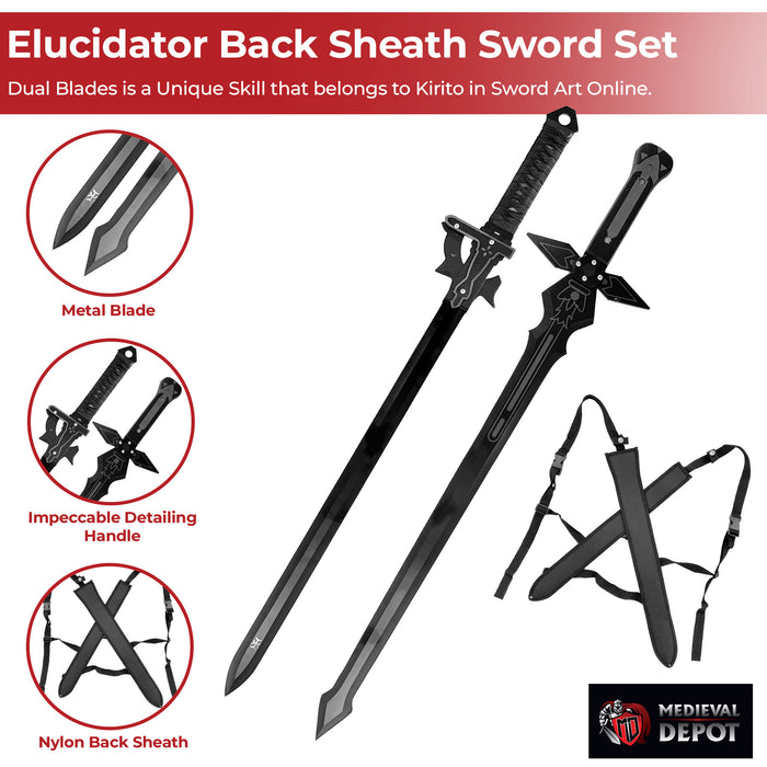 Kiritos Dark Replulser Elucidator Back Sheath Sword Set