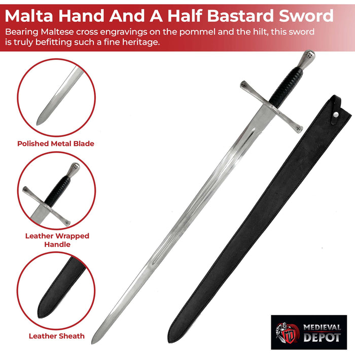 Knights of Malta Hand And A Half Bastard Sword