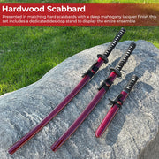 Kenshin no Tachi Handmade Three-Piece Katana Set with Stand