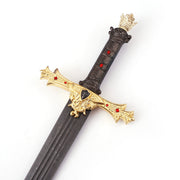 King Arthur Excalibur Gold Damascus Steel Sword