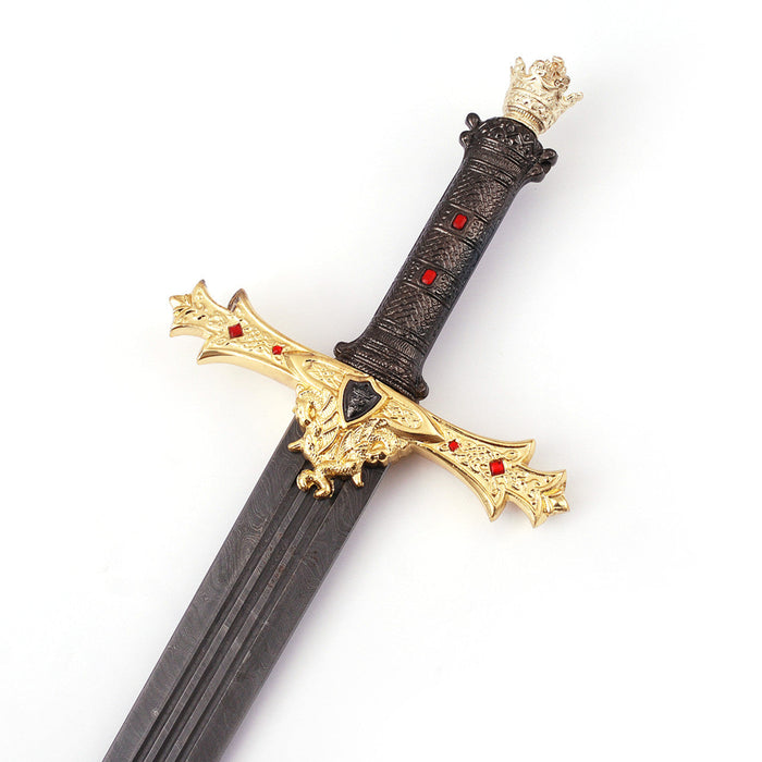 King Arthur Excalibur Gold Damascus Steel Sword