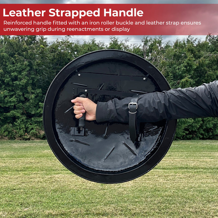 King Leonidas Spartan Battle Shield - 300 Inspired Carbon Steel w/ Antique Finish