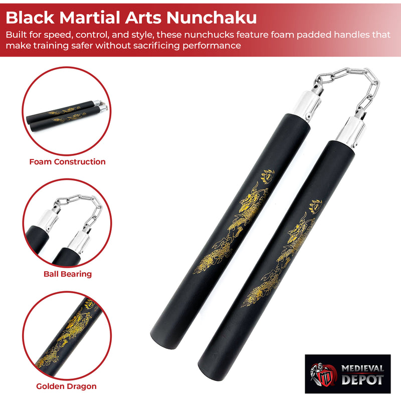Laser Dragon Black Martial Arts Nunchaku