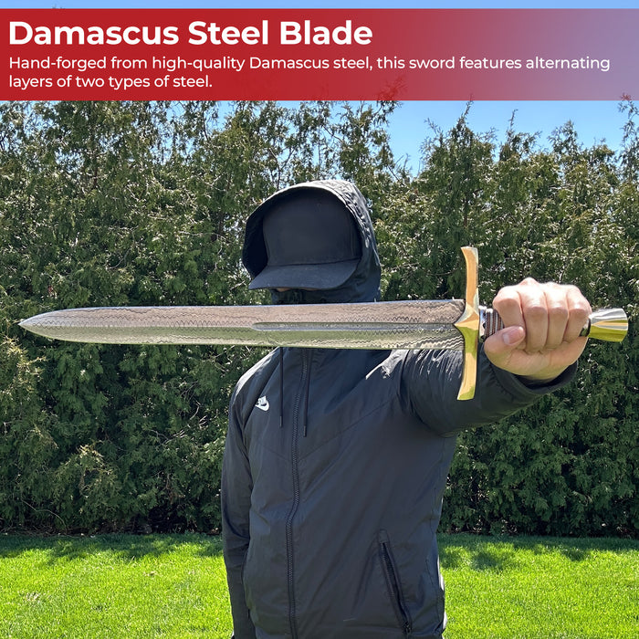Lay Waste Damascus Steel Medieval Short Sword