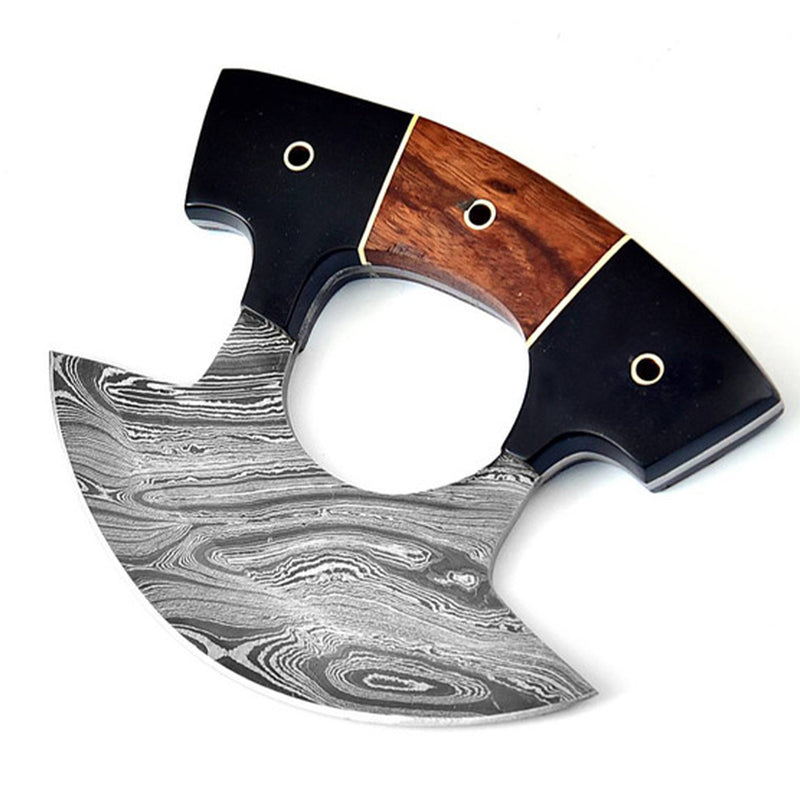 Live for Food Ulu Damascus Kitchen Camping Knife with Sheath